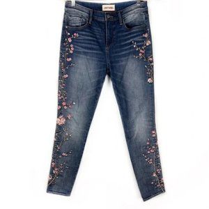SUNDANCE DRIFTWOOD JACKIE CHERRY BLOSSOM EMBROIDERED HIGH-RISE SKINNY JEANS 28